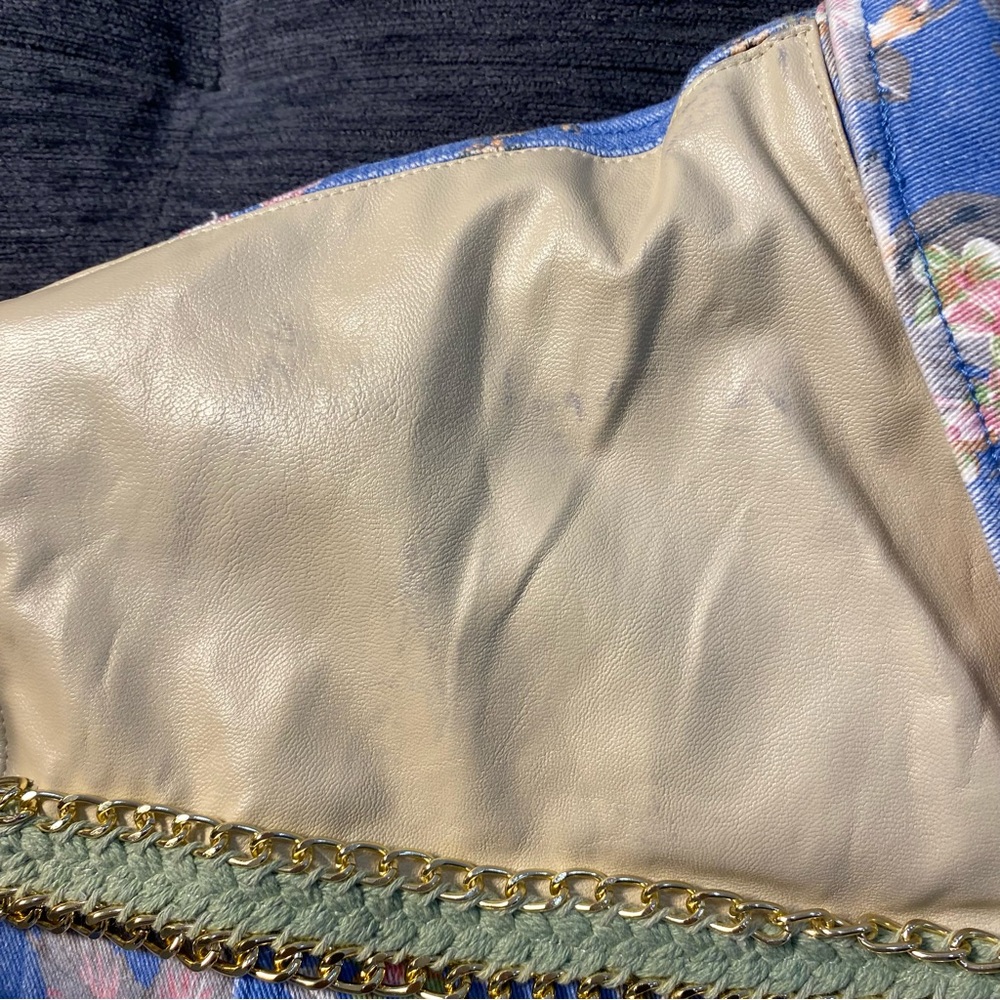 Endless Rose Blue and Tan Floral Jean Jacket - Picture 6 of 16